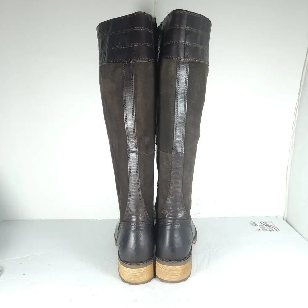 Timberland Women's Bethel Heights US9 Brown Leather Zip Knee High Riding Boots